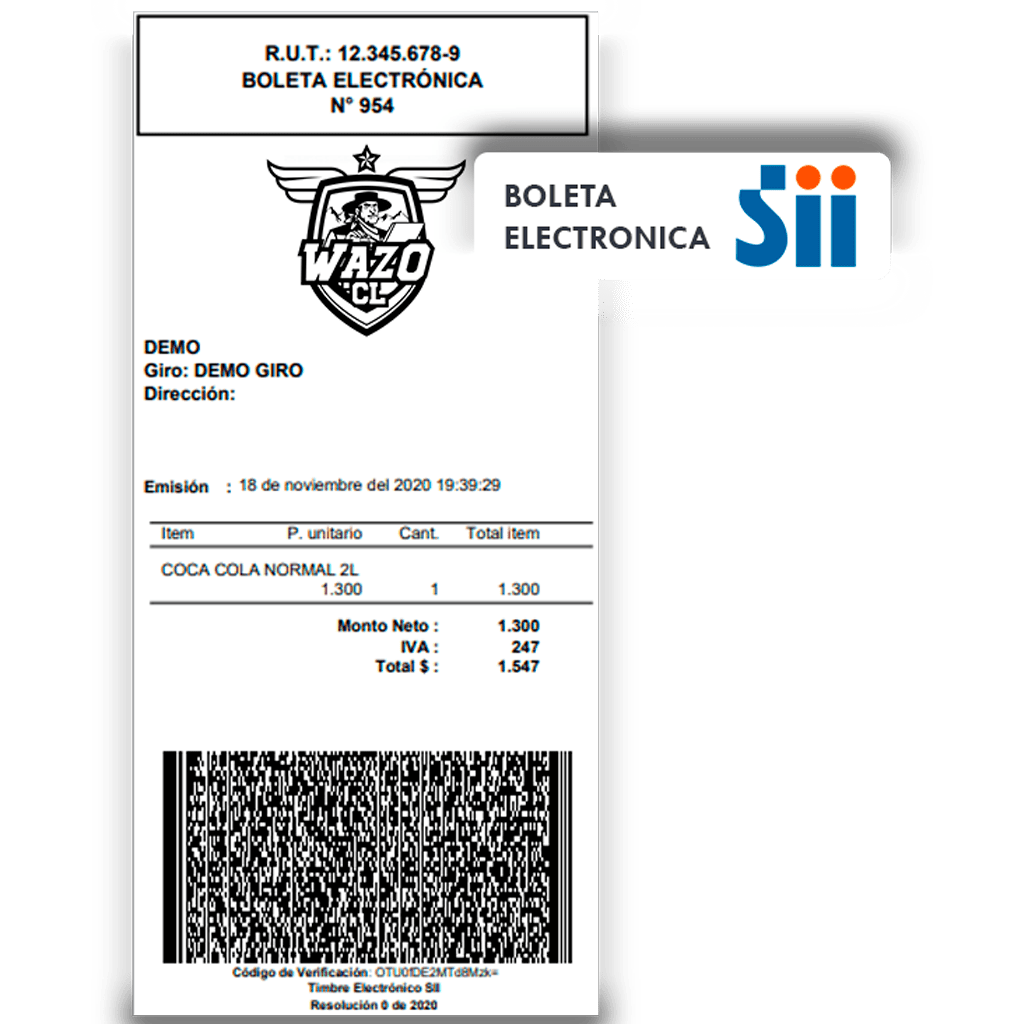Interfaz de la plataforma de boleta electrónica integrada de Wazo​